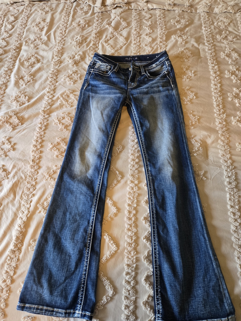 Women's Blue Bootcut Jeans - Classic Washed Denim